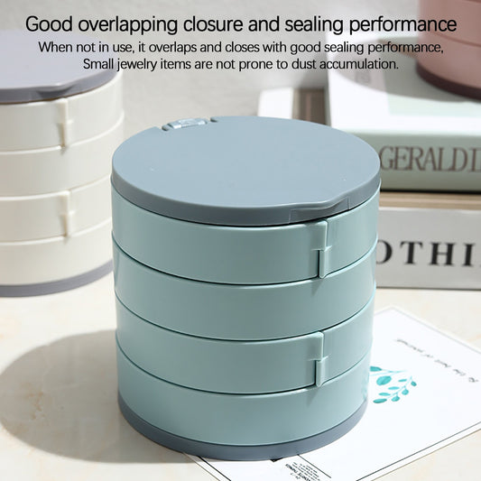 Rotating Earring Box with Tiered Compartments for Studs, Hoops and Small Jewelry - Image 2