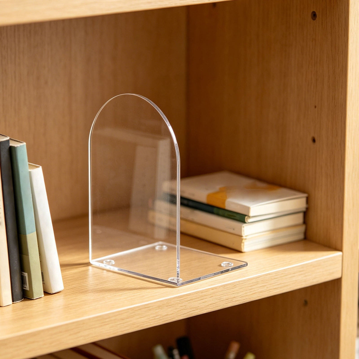 Clear Acrylic Bookend with Non-Slip Pads, 3.94 Inches on Every Side - Image 6