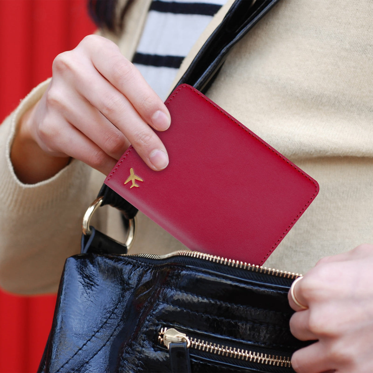 Zipped Passport Wallet in Water-Resistant Faux Leather with Card and Ticket Slots - Image 5
