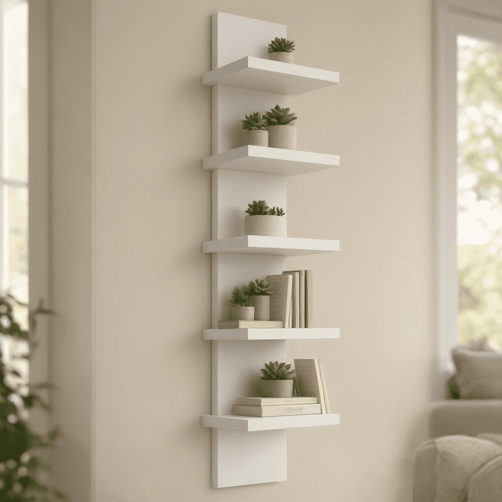 Five-Tier Floating Wall Shelf, 31 Inches Long for Books and Small Decor - Image 2