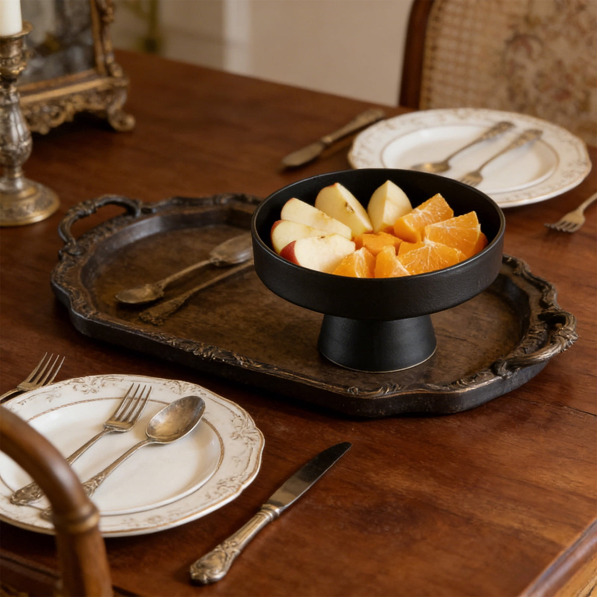 Footed Decorative Bowl in Black for Fruit, Keys or Small Snacks - Image 2