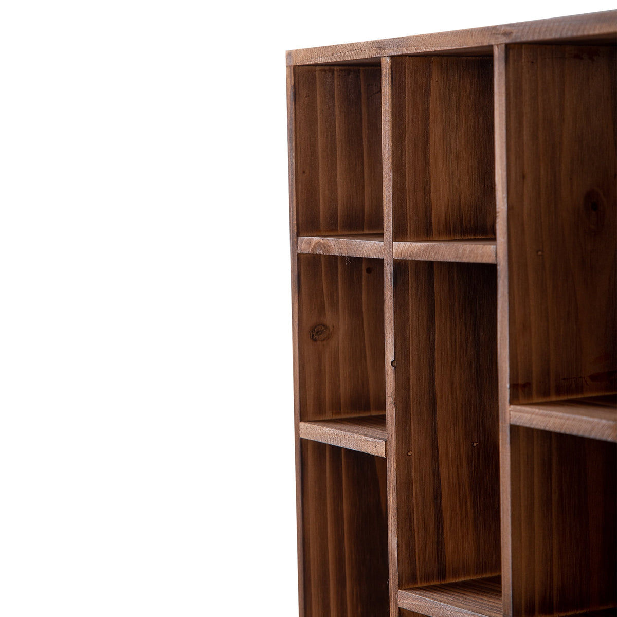 Nine-Cube Wooden Display Shelf in Rustic Brown, Wall-Mounted or Free-Standing - Image 5