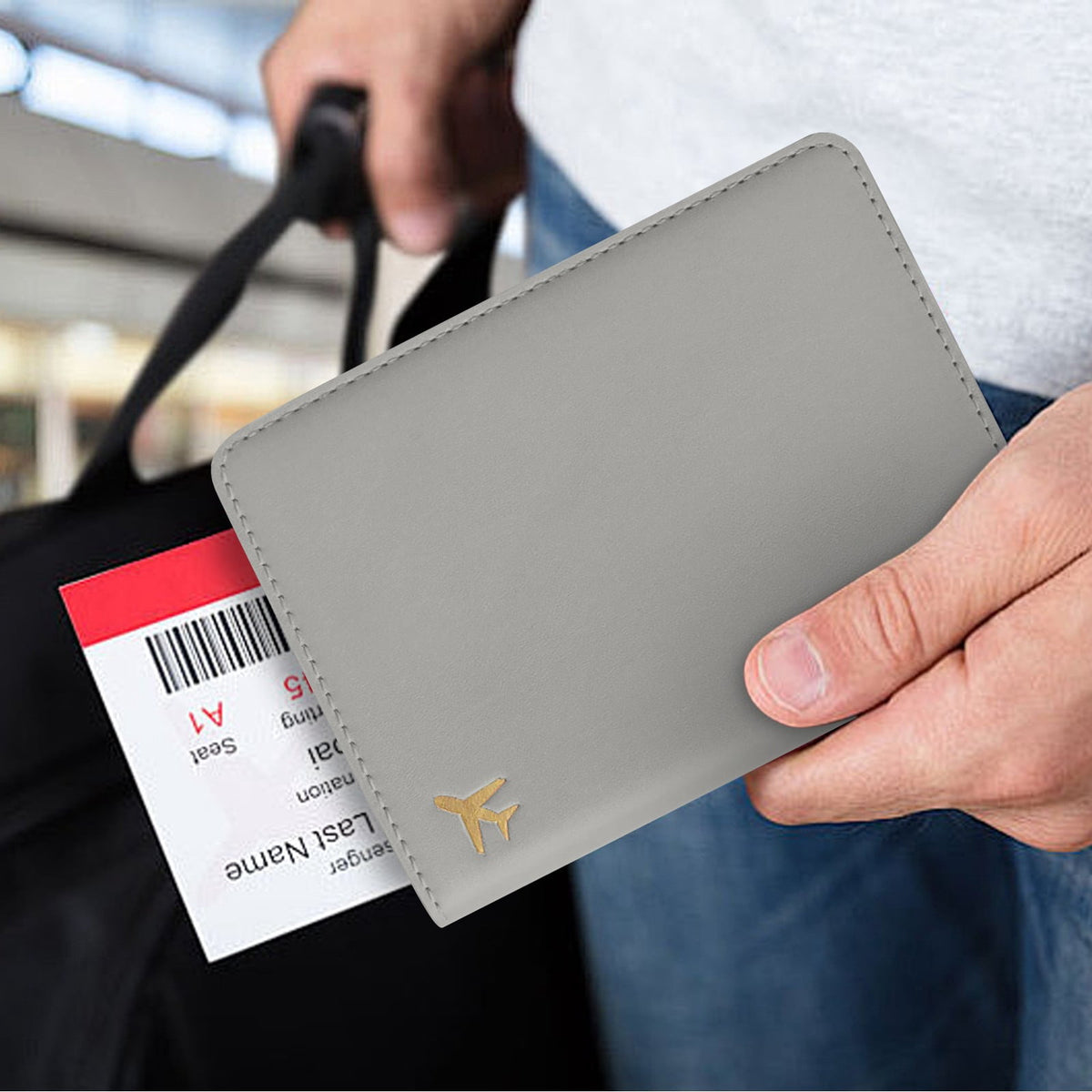 Zipped Passport Wallet in Water-Resistant Faux Leather with Card and Ticket Slots - Image 4