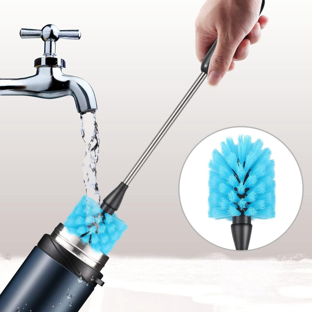 Long-Handled Bottle Brush with 15-Inch Stainless Steel Stem and Grip Handle - Image 4
