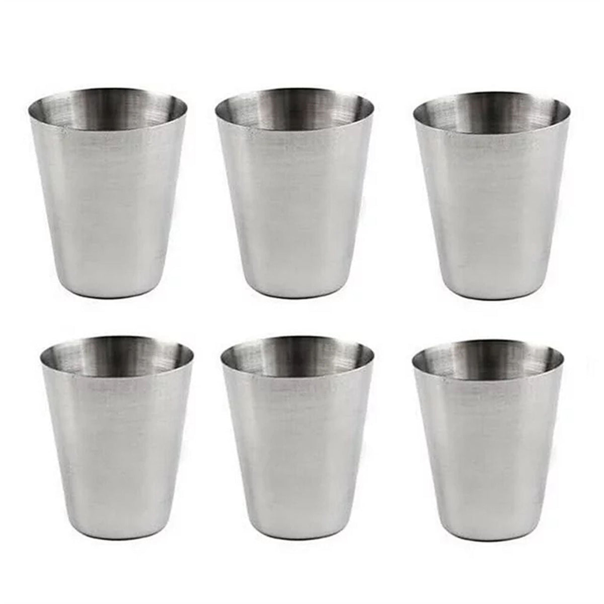 Stainless Steel Shot Cups, Set of Six at 1 oz Each with Polished Finish