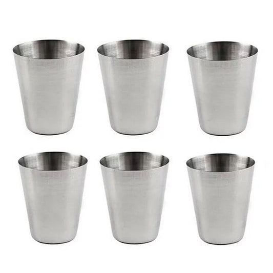 Stainless Steel Shot Cups, Set of Six at 1 oz Each with Polished Finish