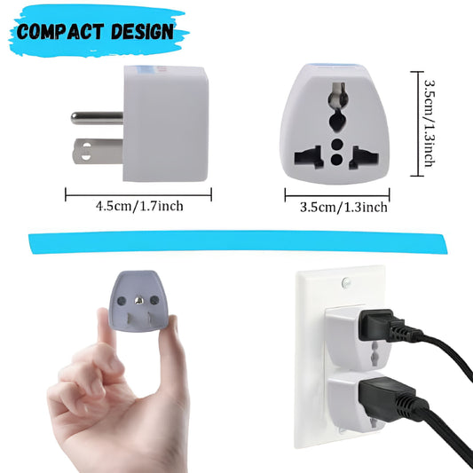 Travel Plug Adapters, Four-Pack Converting UK, European and Indian Plugs to US Outlets - Image 2