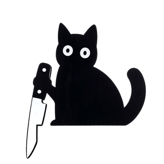 Wooden Black Cat Door-Corner Decorations, Set of Three at 8.6 Inches