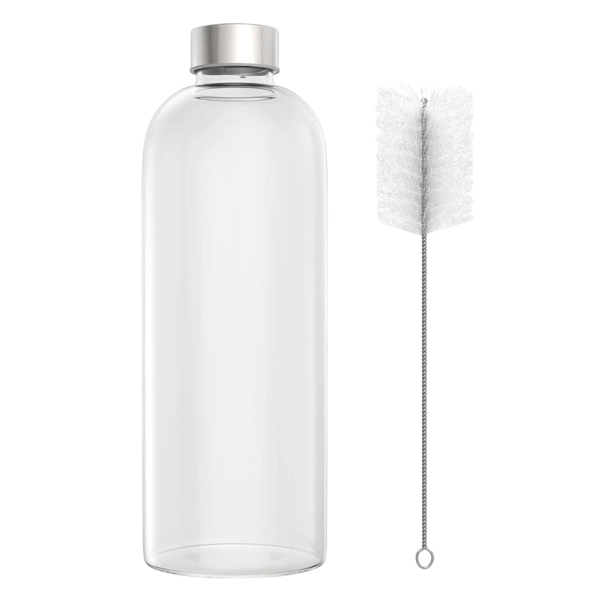 Borosilicate Glass Water Bottle, 1000 ml with Polished Stainless Steel Lid - Image 4