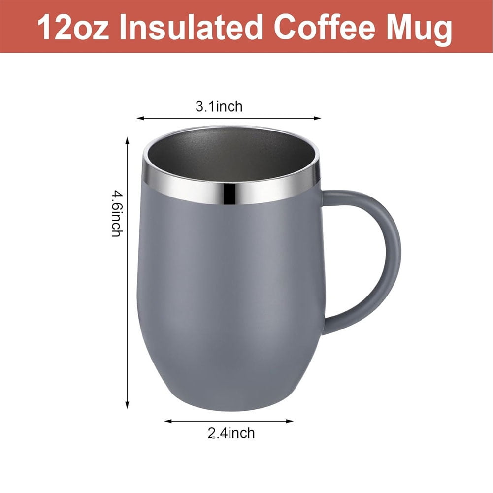 Insulated 12 oz Coffee Mug with Handle and Sliding Lid, Double-Wall Steel - Image 2