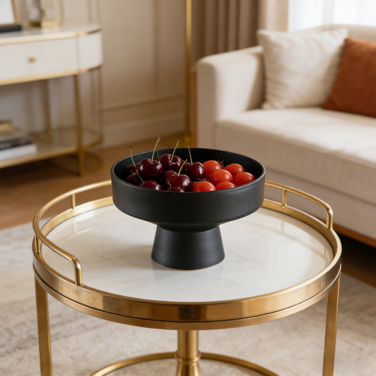 Footed Decorative Bowl in Black for Fruit, Keys or Small Snacks - Image 6