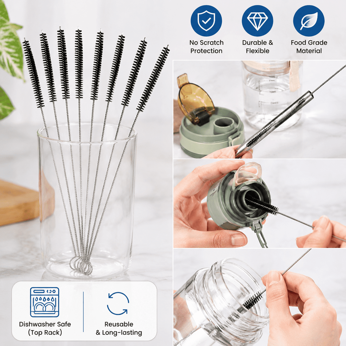 Straw Cleaning Brushes, Ten 10-Inch Spiral Brushes for Straws and Narrow Tubes - Image 3