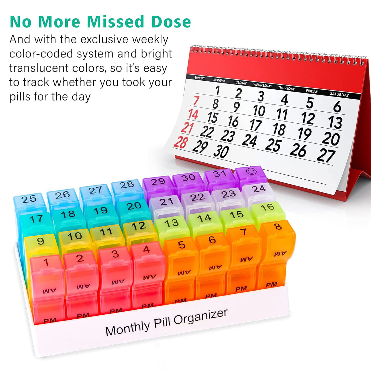Monthly Pill Organizer with Morning and Evening Compartments for 31 Days - Image 4