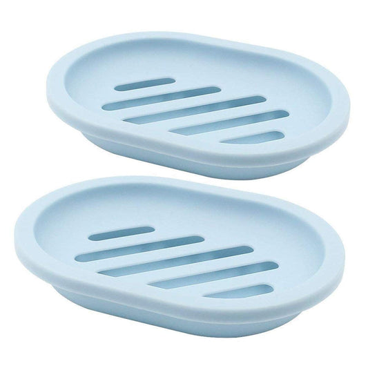 Two-Layer Draining Soap Dishes, Pair in Blue Polycarbonate