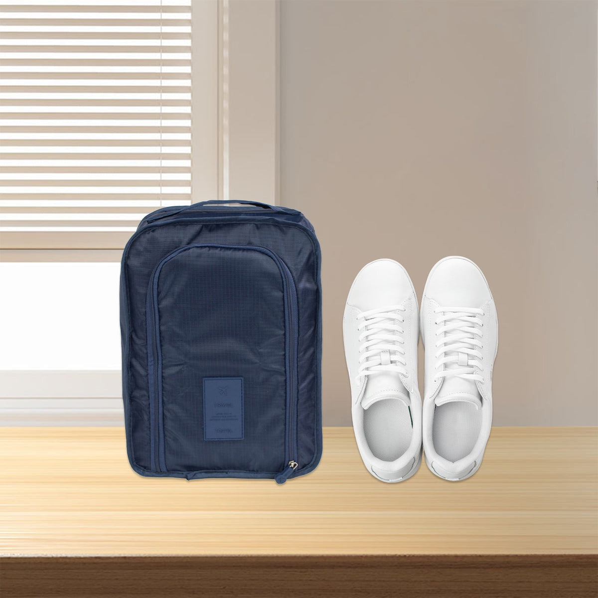 Zipped Nylon Shoe Bags with Mesh Vent Pocket for Travel and Gym - Image 5
