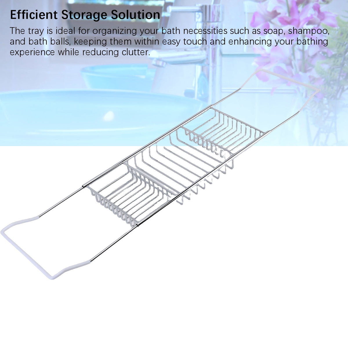 Expandable Bathtub Caddy Tray in Stainless Steel, 25 to 38.4 Inches Wide - Image 5