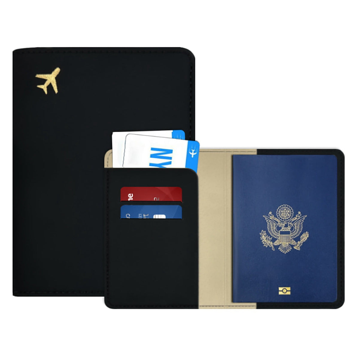 Zipped Passport Wallet in Water-Resistant Faux Leather with Card and Ticket Slots - Image 6