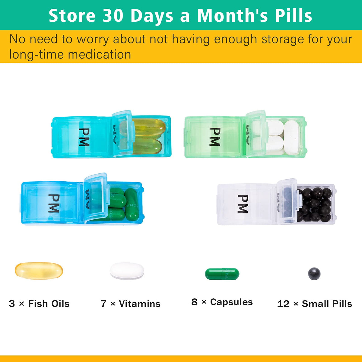 Monthly Pill Organizer with Morning and Evening Compartments for 31 Days - Image 3
