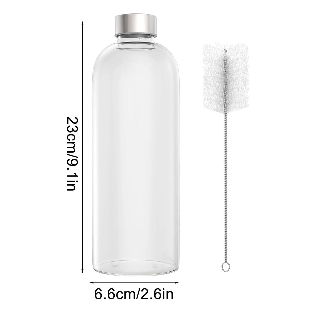 Borosilicate Glass Water Bottle, 1000 ml with Polished Stainless Steel Lid - Image 3
