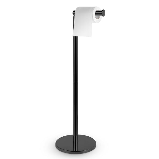 Free-Standing Toilet Roll Holder with Top Shelf in Polished Stainless Steel