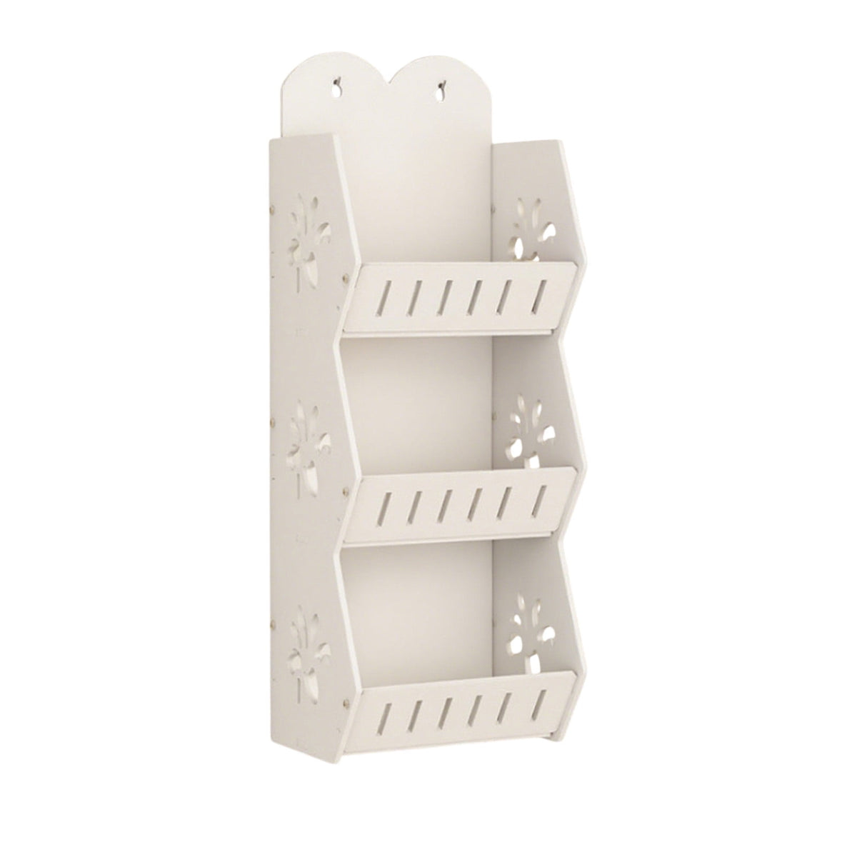 Three-Tier Adhesive Bathroom Shelf in White PVC, No Drilling Needed