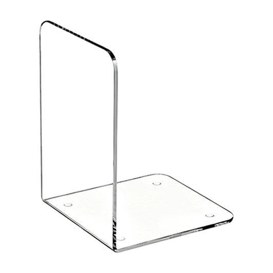 Clear Acrylic Bookend with Non-Slip Pads, 3.94 Inches on Every Side