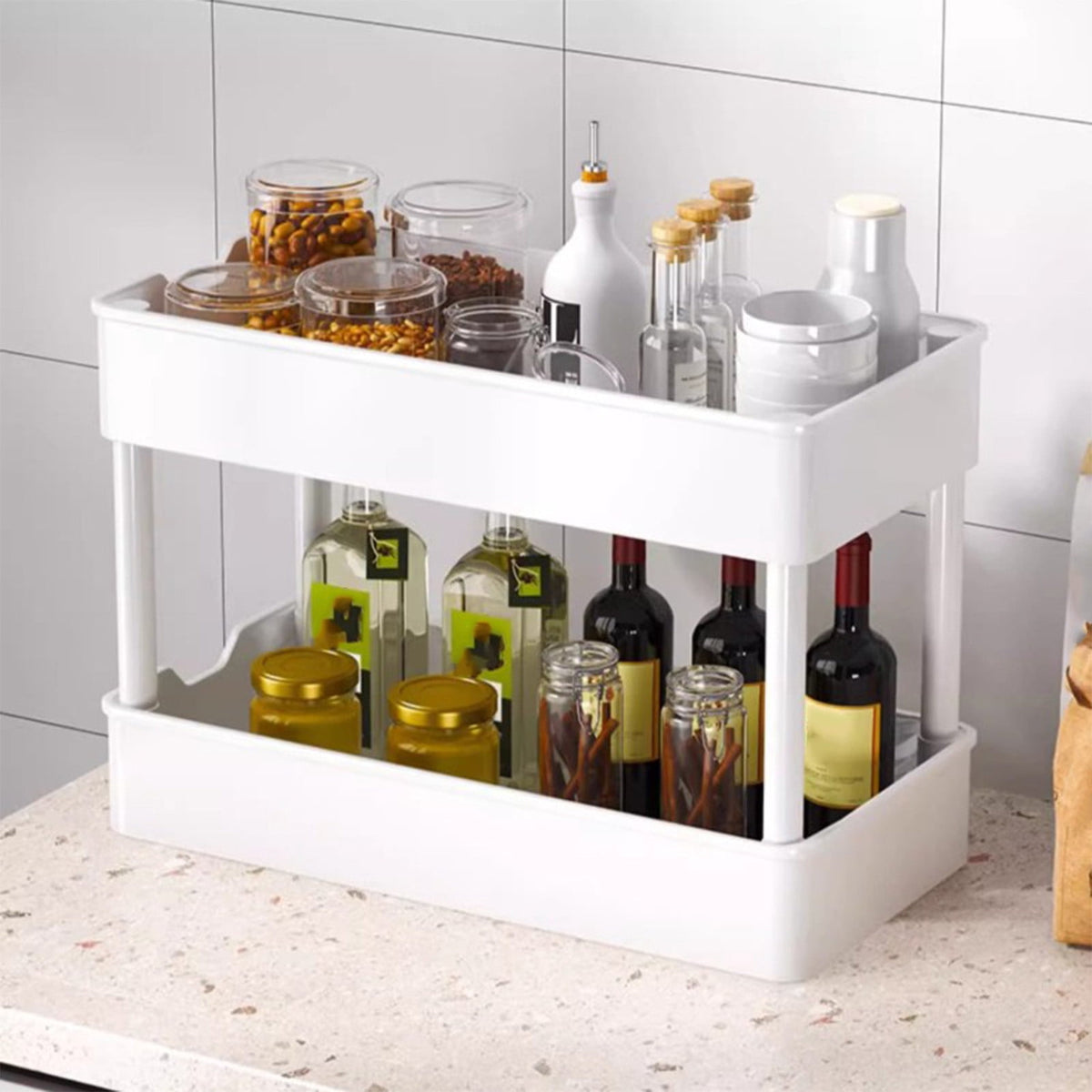 Slim Rolling Storage Cart, 5.9 Inches Wide with Braked Wheels and Tiered Baskets - Image 6
