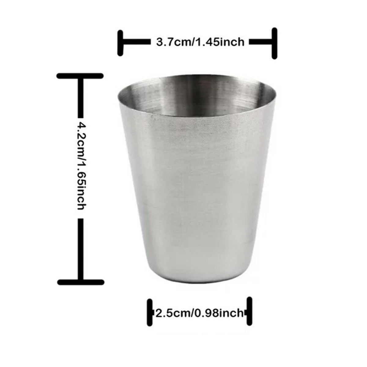 Stainless Steel Shot Cups, Set of Six at 1 oz Each with Polished Finish - Image 3