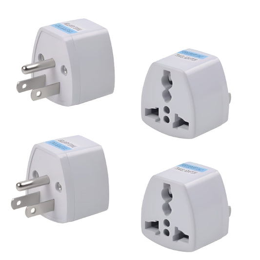 Travel Plug Adapters, Four-Pack Converting UK, European and Indian Plugs to US Outlets
