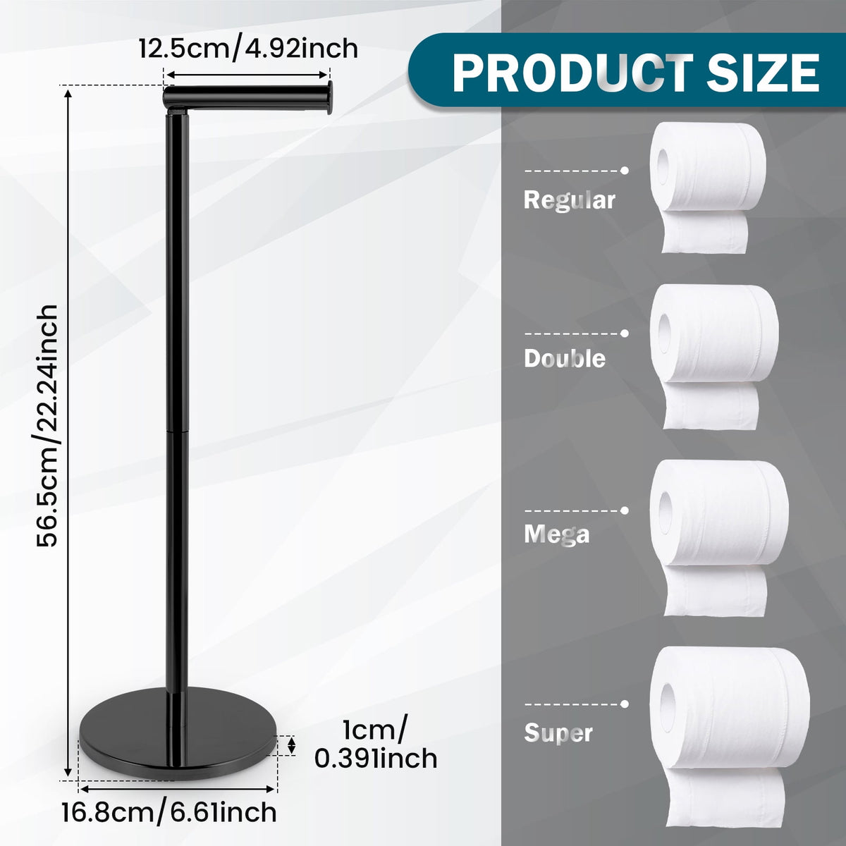 Free-Standing Toilet Roll Holder with Top Shelf in Polished Stainless Steel - Image 2