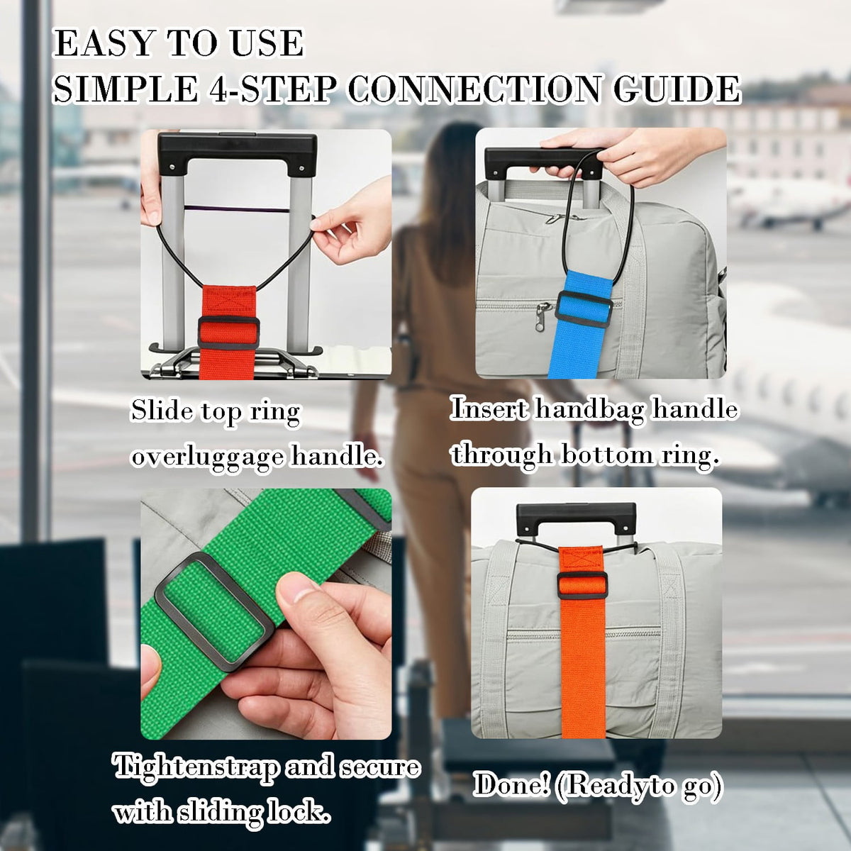Elastic Luggage Connector Strap with Adjustable Buckle, Single Blue Belt - Image 4