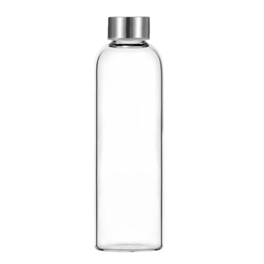 Borosilicate Glass Water Bottle, 1000 ml with Polished Stainless Steel Lid