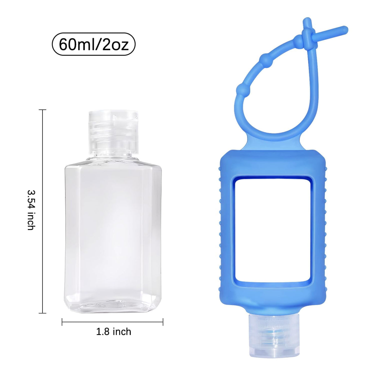 Refillable 2 oz Travel Bottles, Set of Seven with Silicone Sleeves and Flip Caps - Image 4