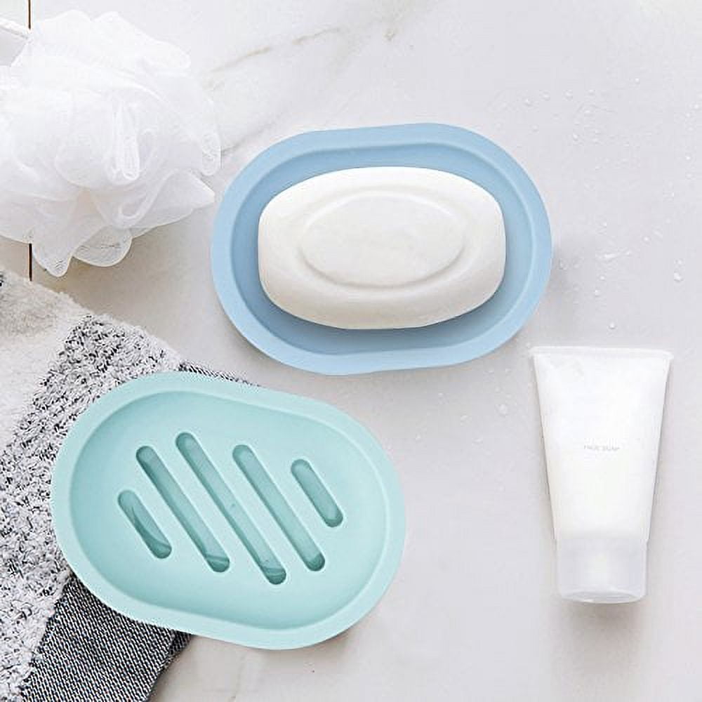 Two-Layer Draining Soap Dishes, Pair in Blue Polycarbonate - Image 5
