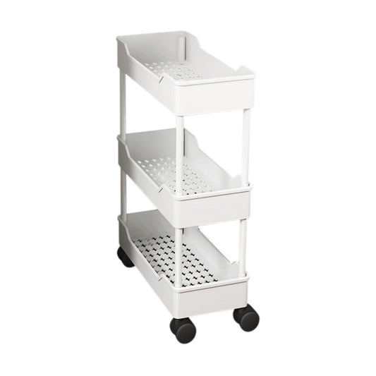 Slim Rolling Storage Cart, 5.9 Inches Wide with Braked Wheels and Tiered Baskets