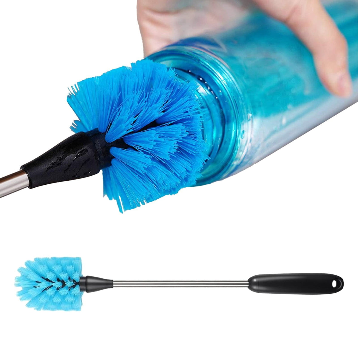Long-Handled Bottle Brush with 15-Inch Stainless Steel Stem and Grip Handle - Image 3