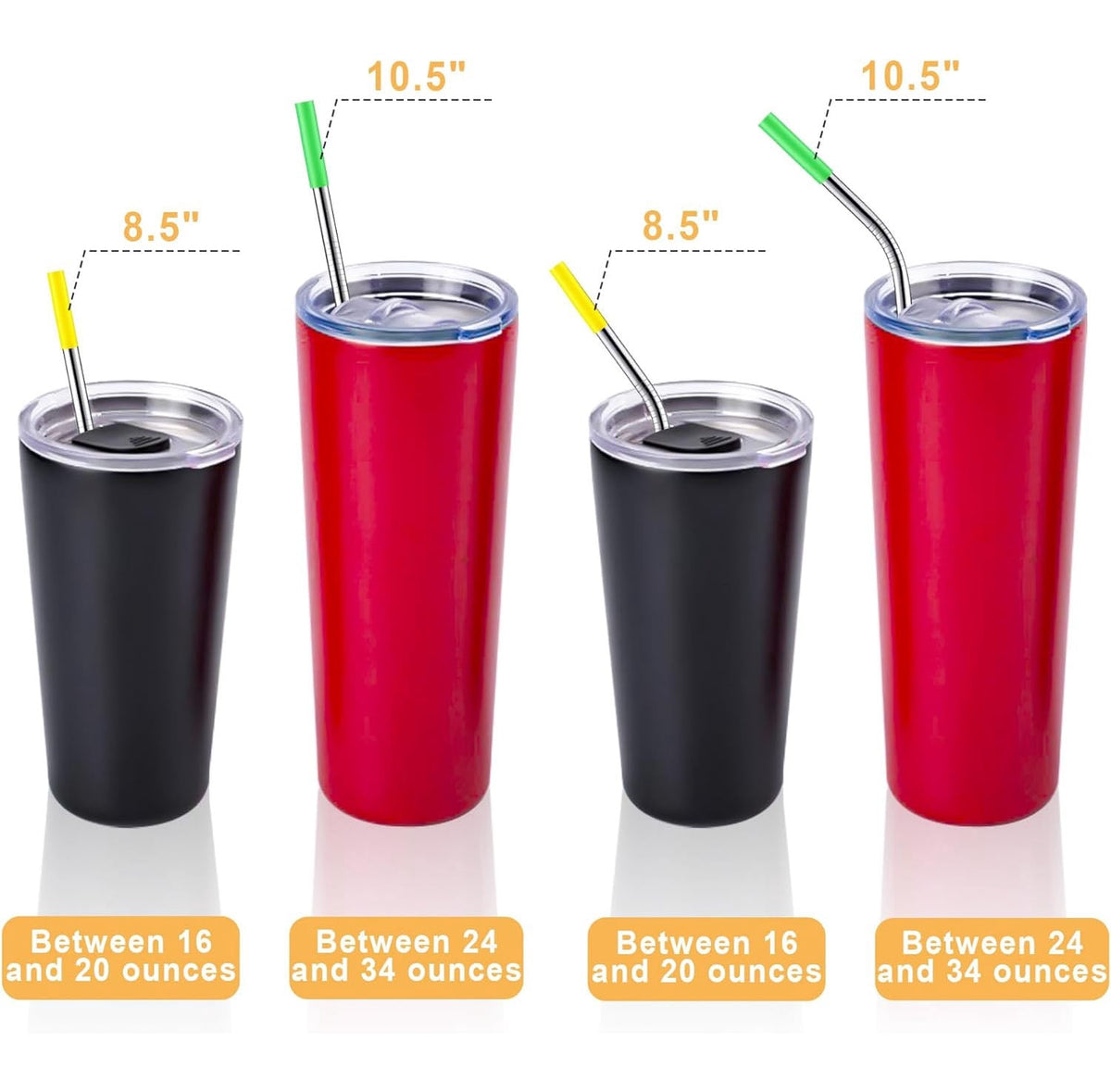 Reusable Stainless Steel Straw Set with Silicone Tips, Brushes and Travel Pouch - Image 3