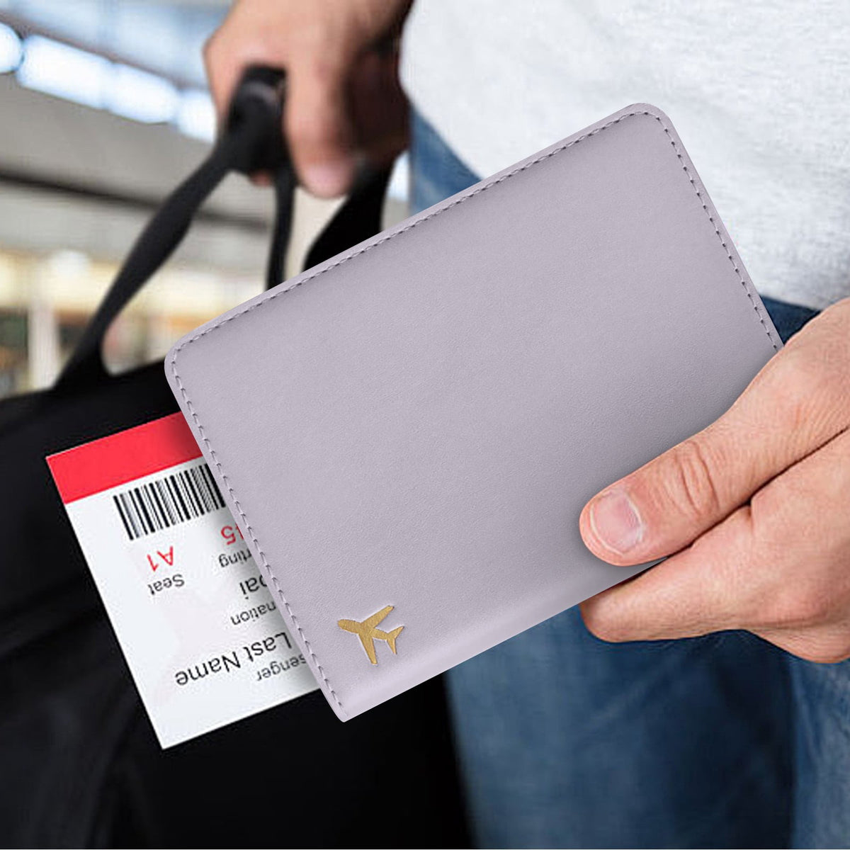 Zipped Passport Wallet in Water-Resistant Faux Leather with Card and Ticket Slots - Image 3